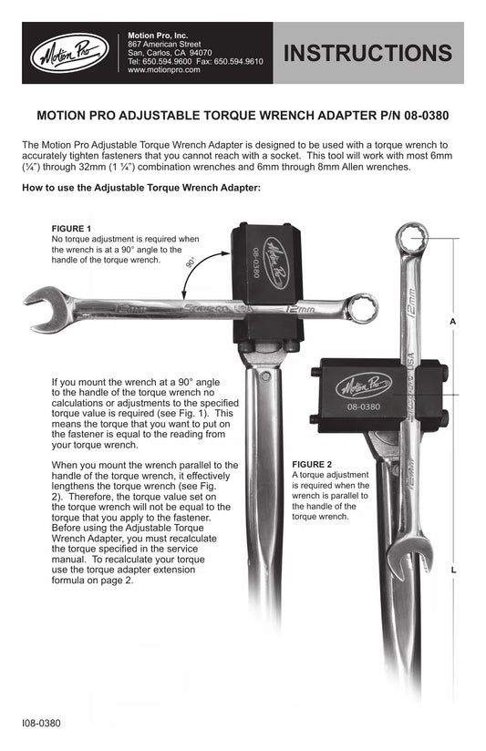 Motion Pro Adjustable Torque Wrench Adapter (08-0380)