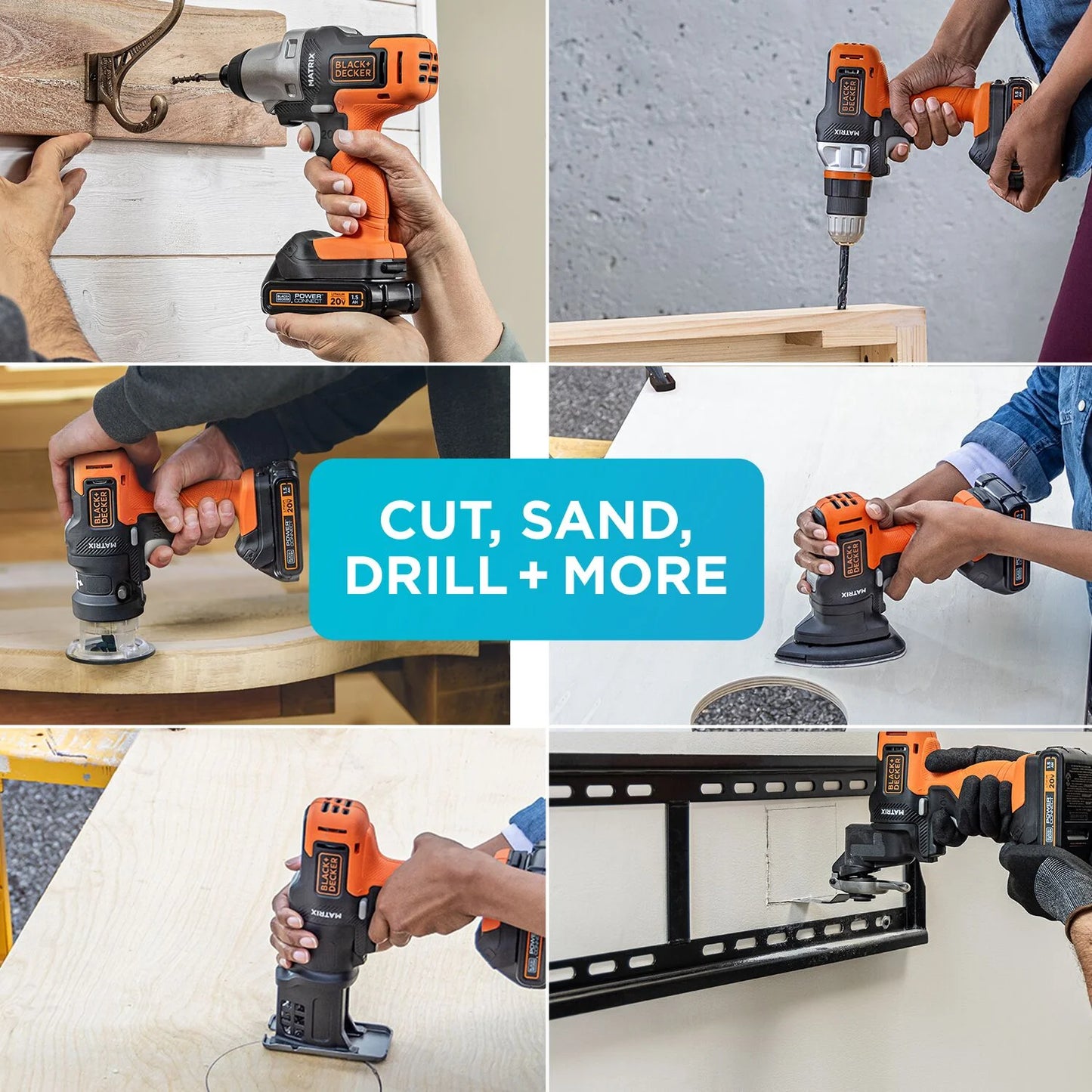 BLACK+DECKER 20V Cordless Drill, Power Tool Set, 1.5Ah, 6 Piece Set, Battery Included