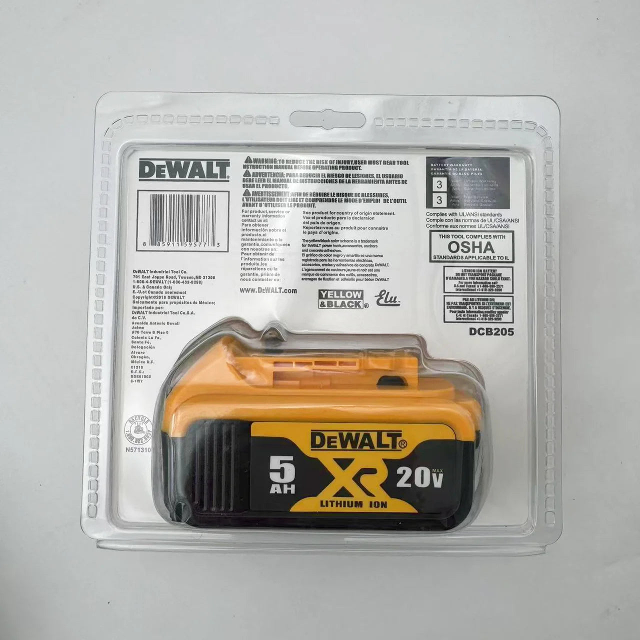 For DEWALT DCB205 20V 5.0Ah XR Power Tool Battery, 2 Pack