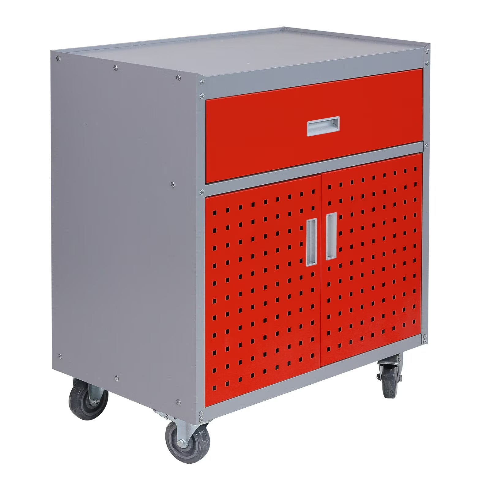 Tool Box Chest Cabinet Wheels Metal Rolling Auto Repair Storage w/Drawer, Red