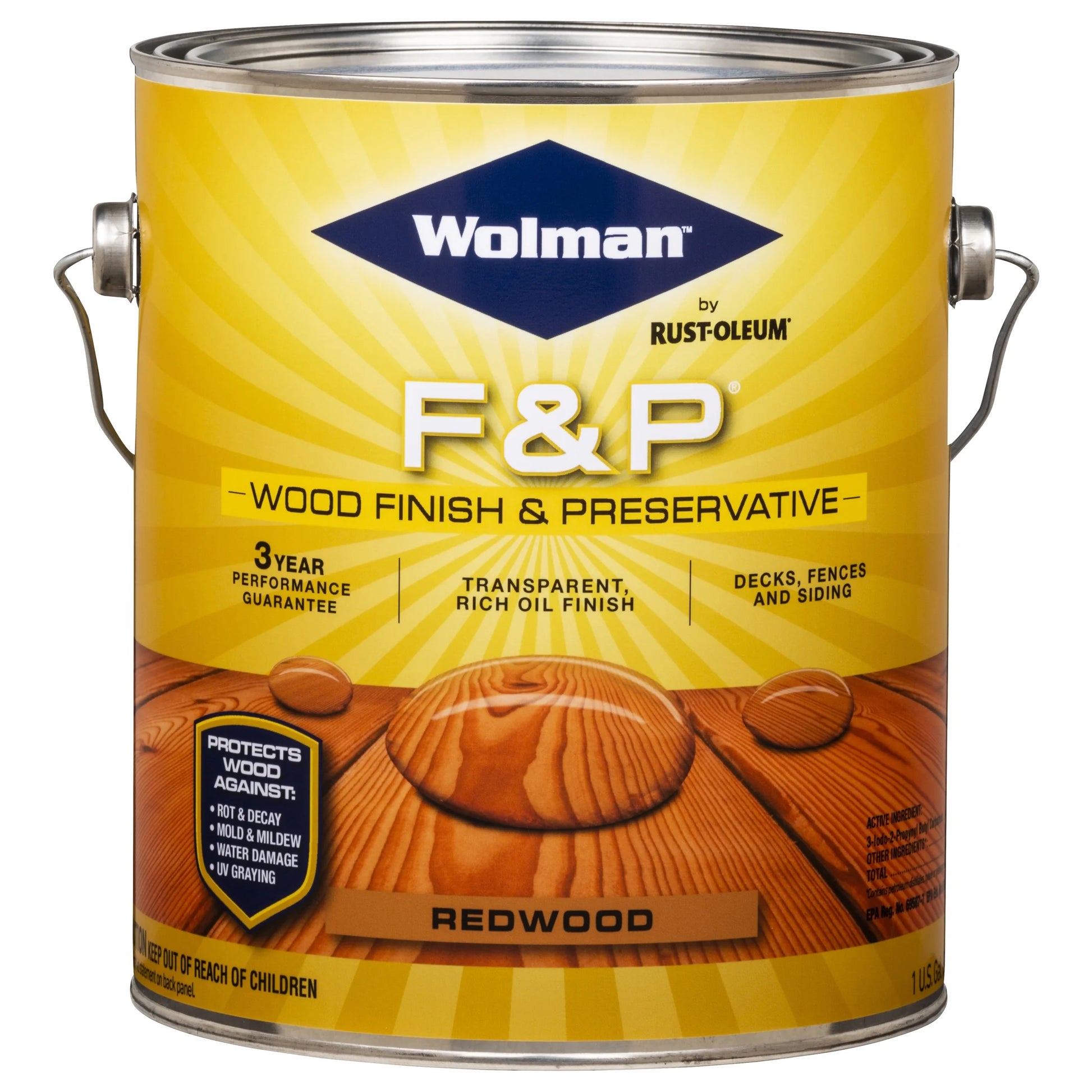 4 Pack, Redwood, Wolman F& P Exterior Wood Finish and Preservative Stain- Gallon