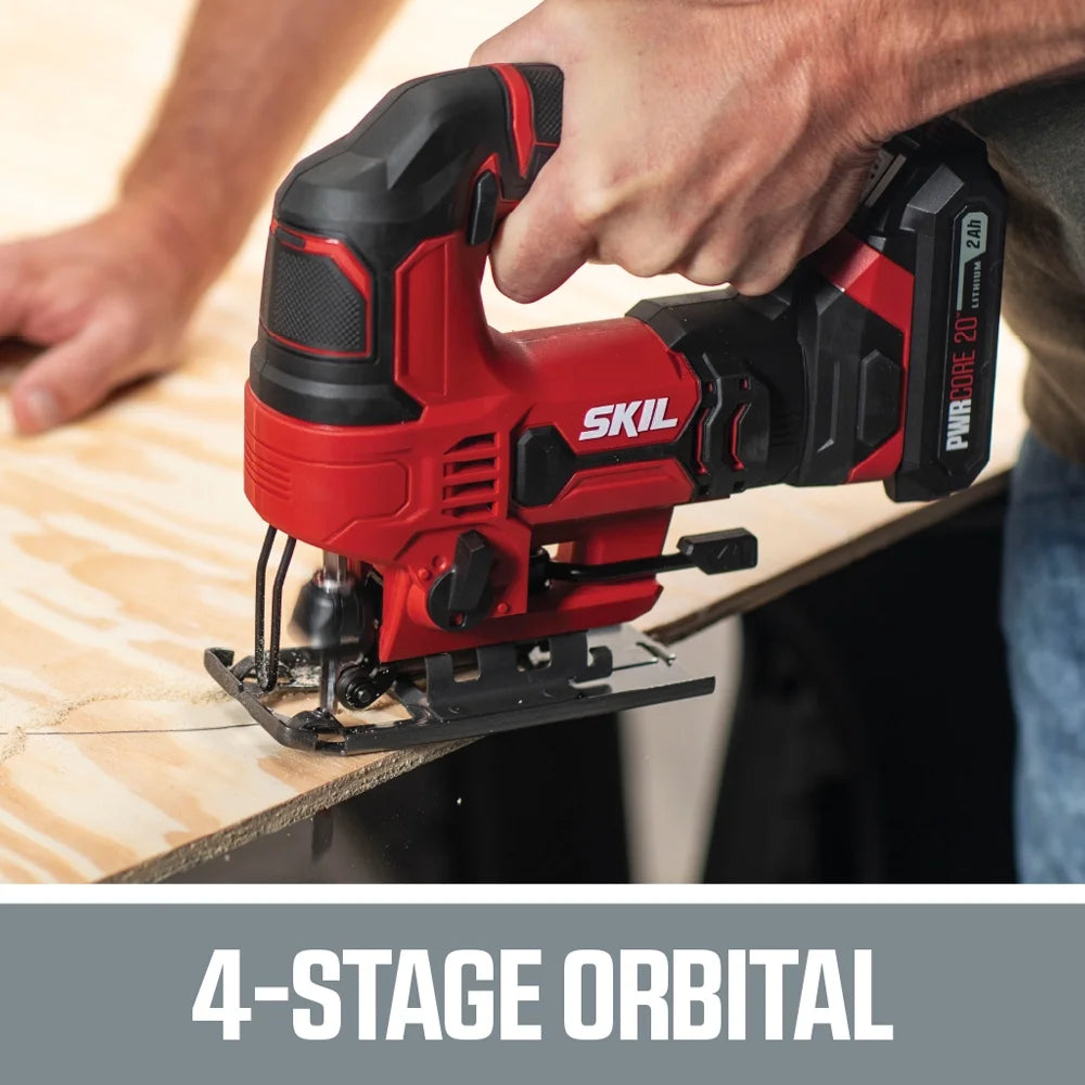 SKIL JS820302 20V 7/8'' Cordless Jigsaw, 2.0Ah Lithium Battery & Charger