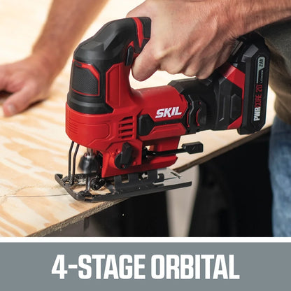 SKIL JS820302 20V 7/8'' Cordless Jigsaw, 2.0Ah Lithium Battery & Charger