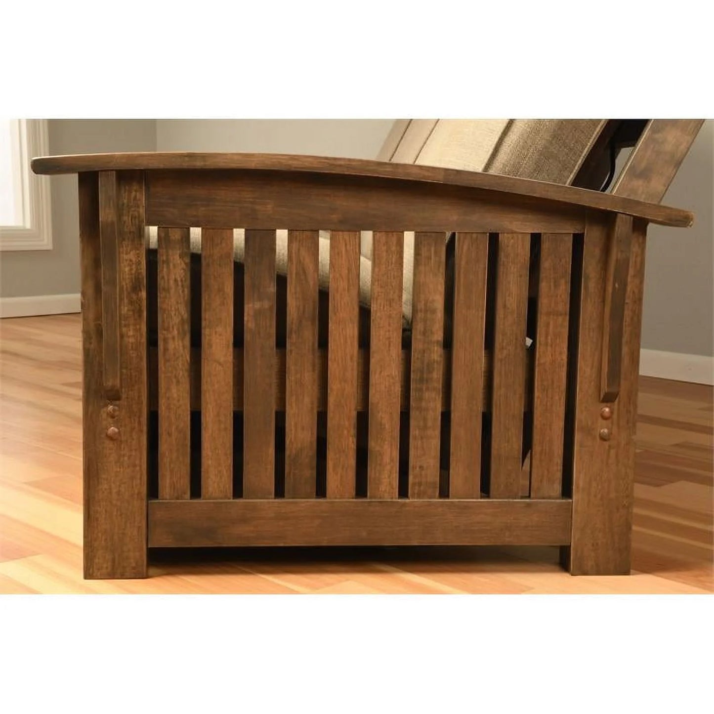 Bowery Hill Wood Queen Size Storage Futon Frame in Rustic Walnut