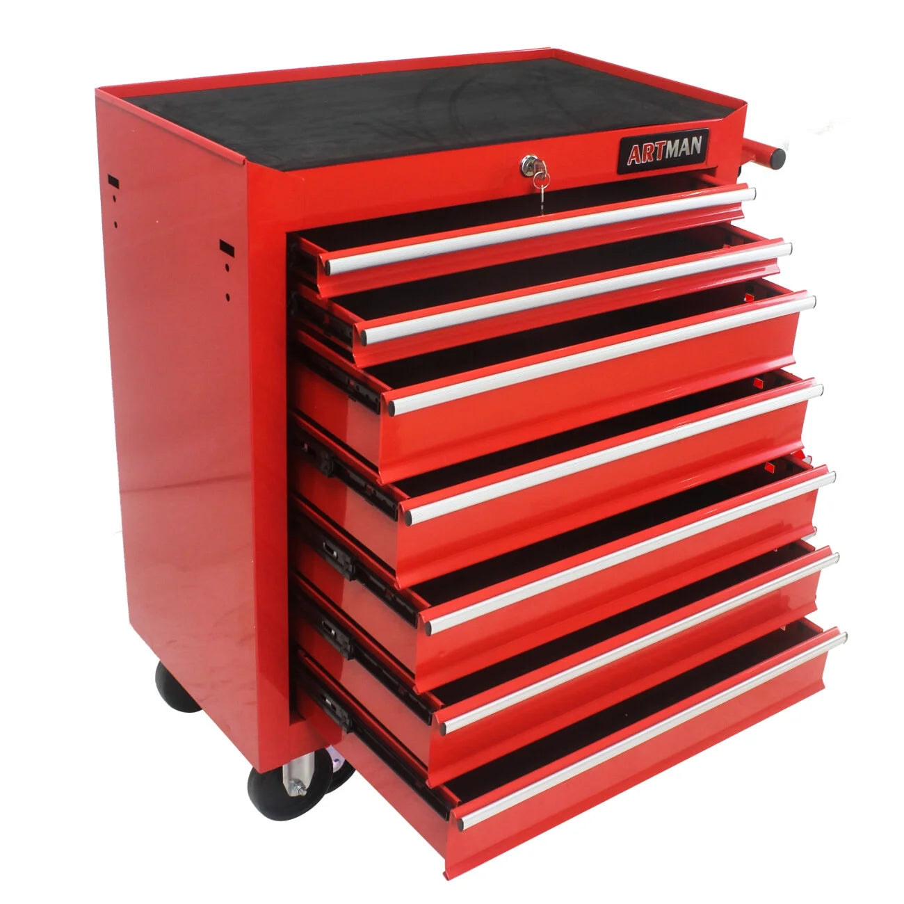 Tool Chest, 7-Tier Steel Tool Cart, 10.8 X 20 Inch Drawers Multi-functional Tool Storage Cabinet with Fixed Wheels, Extended Tray & Handle, Lockable Tool Box, for Garage Workshop