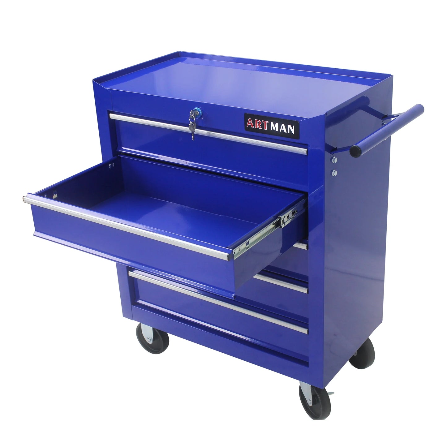 NIGSQJB 5 Large Drawers Tool Cart on Wheels, 29.9"H Rolling Tool Chest Tool Storage Box, Drawers Rolling Tool Trolley Organizer Tool Case for Garage, Warehouse, Workshop and Repair Shop, Blue