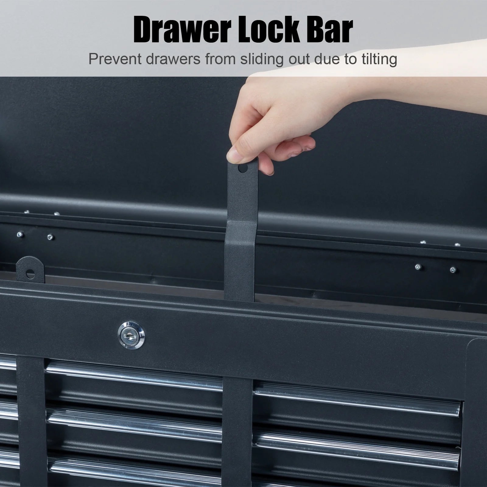 Ktaxon Tool Box, Portable 5 Drawer Steel Toolbox with Top Storage Tray & Carrying Handle, for Garage Trunk Household, Black