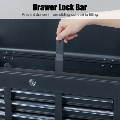 Ktaxon Tool Box, Portable 5 Drawer Steel Toolbox with Top Storage Tray & Carrying Handle, for Garage Trunk Household, Black