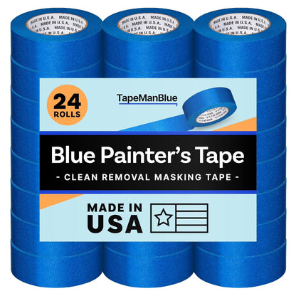 Blue Painters Tape 2 inch x 60 Yards - Case of 24 Rolls, Made in The USA (1.88 inch/48mm), Bulk Painters Tape, Leaves No Residue Behind, UV-Resistant, Paint Lines