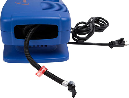 Champion Sports Electric Ball Pump for Basketball, Soccer, Volleyball, with Needle, Gauge, Hose - Quiet, Fast Air Pumps for Balls with up to 125 PSI - Premium Ball Inflator for Gyms, Schools,Blue