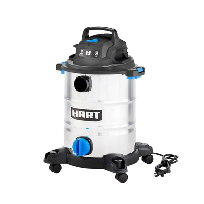 HART 8 Gallon 6 Peak HP Stainless Steel Wet/Dry Vacuum, VOC812SF 3703