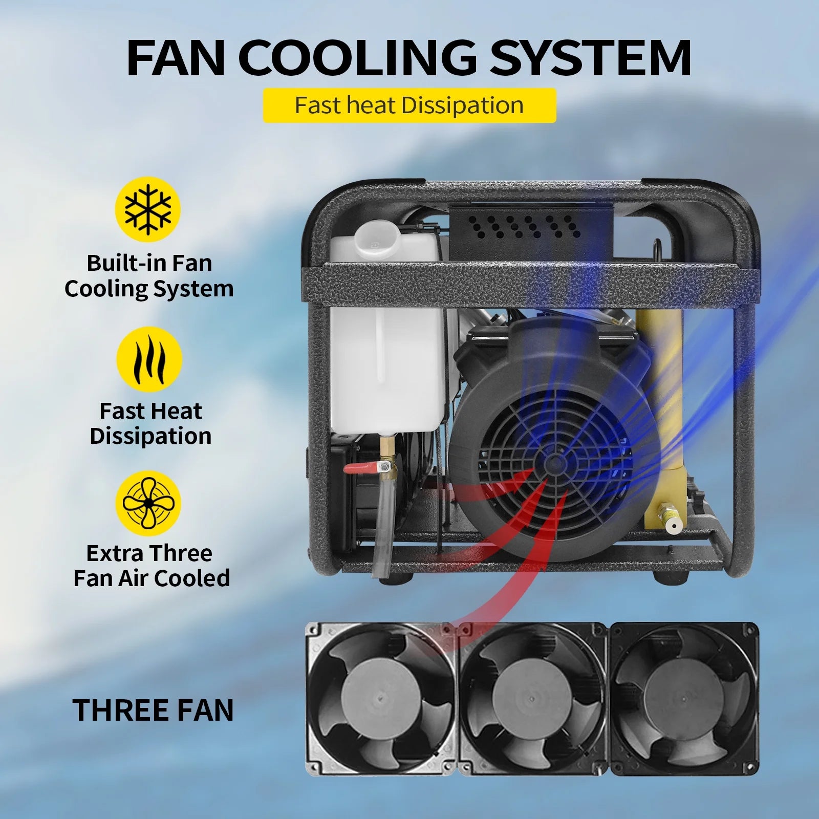 TUXING 4500Psi PCP Compressor,Built-in Water and Fan Cooling System,Two Stage Filtration Filter,Auto Stop for Paintball Air Rifle Diving Scuba Tank