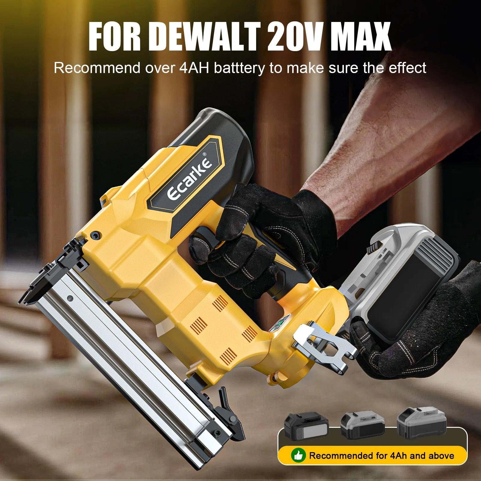 Cordless Brad Nailer Compatible with Dewalt 20V Battery: Brushless Electric Nail Gun with 1000 Nials - 2 Mode 18 Gauge Nail Gun,5/8 to 1-1/4 Inch for Upholstery Woodworking Carpentry(Tool Only)