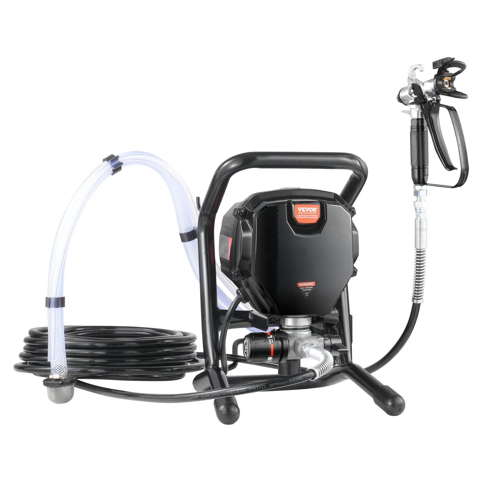Stand Airless Paint Sprayer 3000 PSI 750W Electric High-Pressure Handheld Sprayer for Interior Exterior Walls, Furniture, Fences with Adjustable Speed Control and Extension Pole