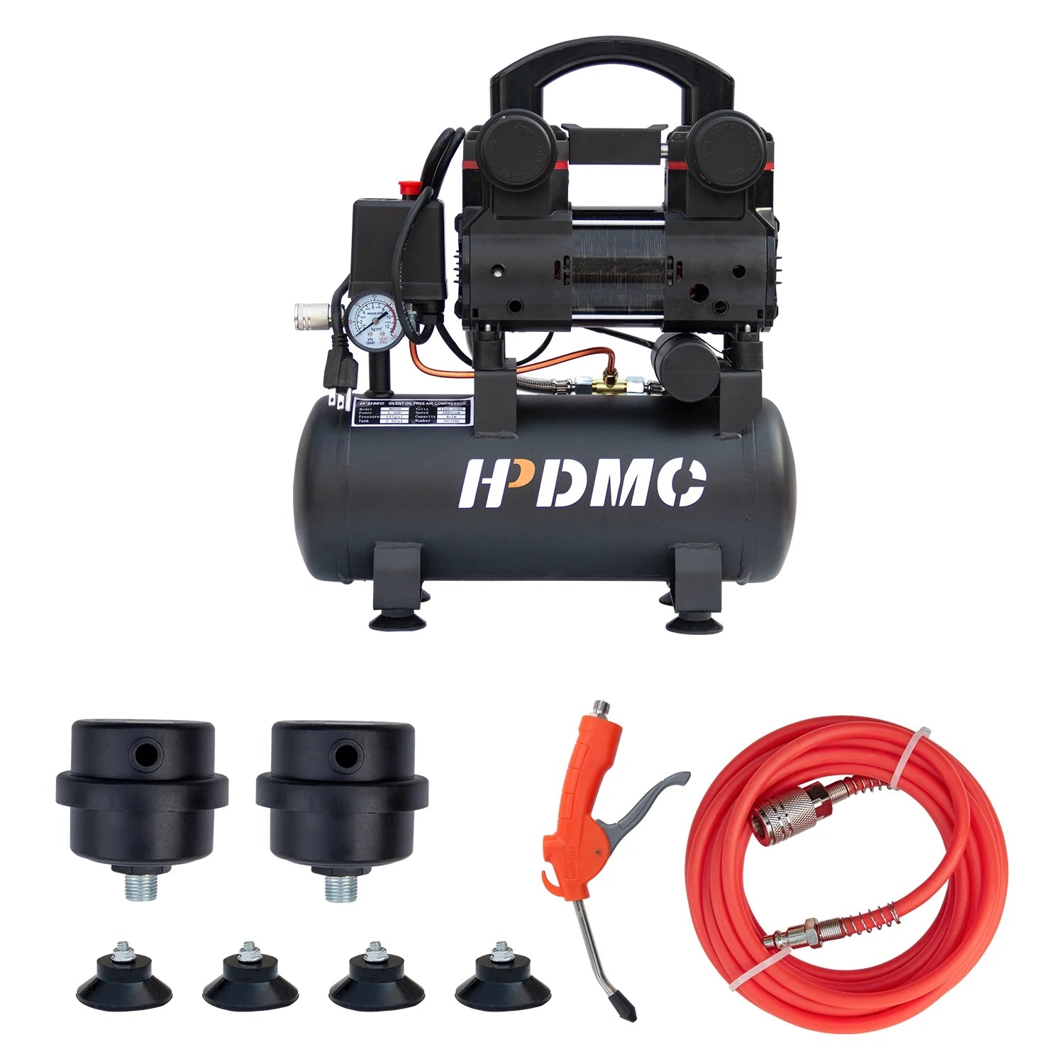 HPDMC Portable Oil-Free Air Compressor 120L/min 115psi, 110V 1-Phase with 2.5 Gallon Tank for Home, Garage & Workshop