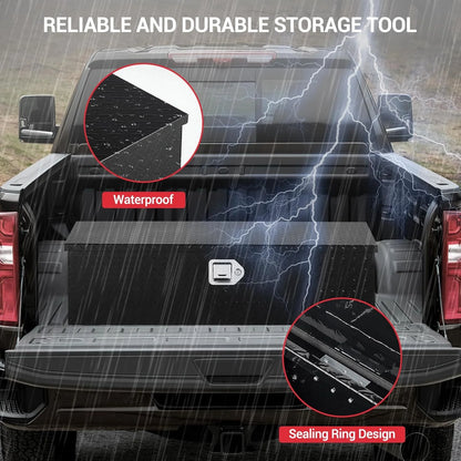 Aluminum Truck Tool Box, Truck Bed Storage Box with Security Lock and Wider Handles, Heavy Duty Waterproof Tool Box Organizer Chest for Pick Up Truck Rv Trailer