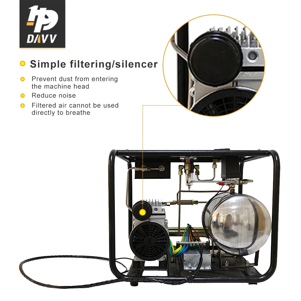 HPDAVV Diving Air Compressor 10V with 50ft Breathing Hose & Scuba Diving Regulator