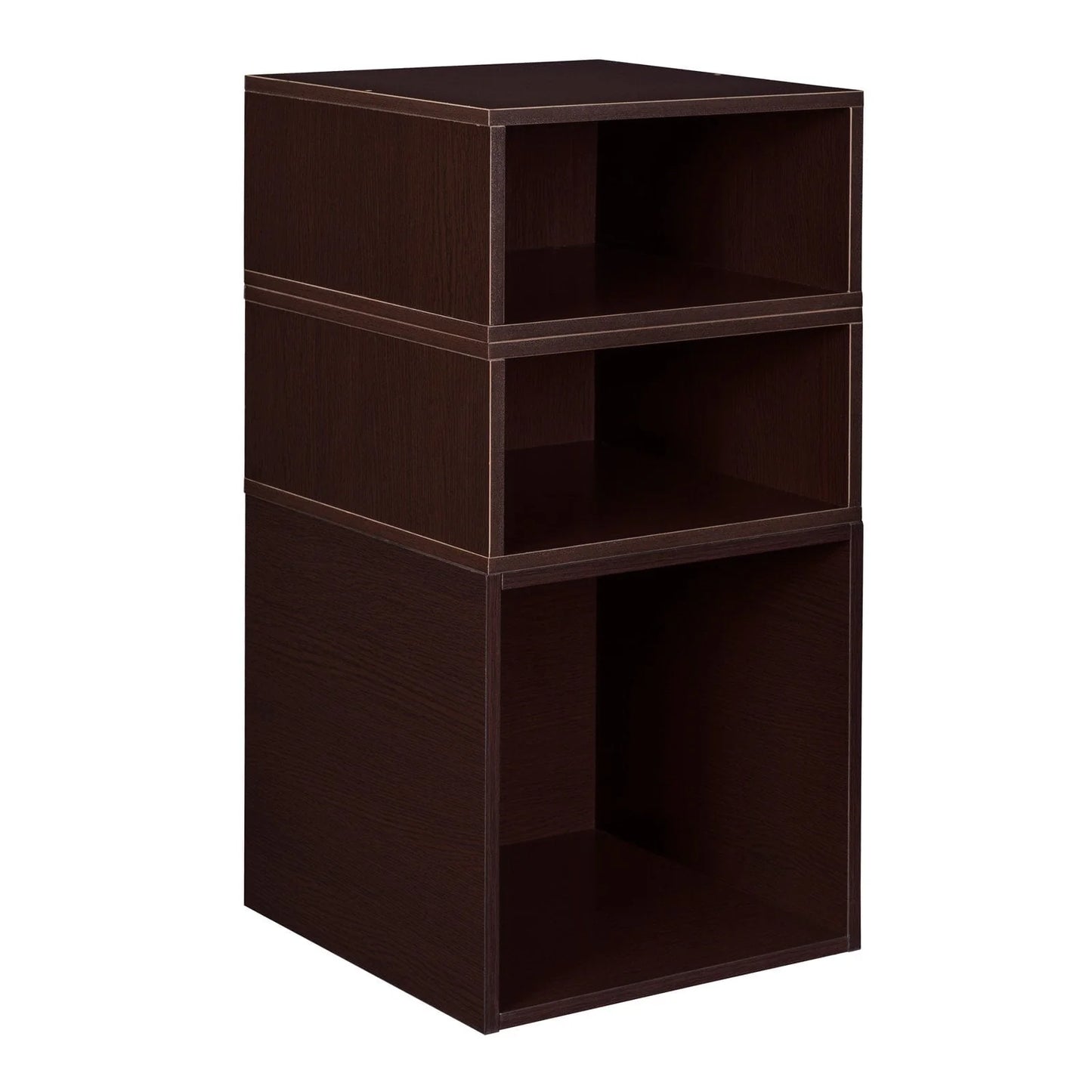 Niche Cubo Storage Set- 1 Full Cube/2 Half Cubes with Foldable Storage Bins- White Wood Grain/Teal