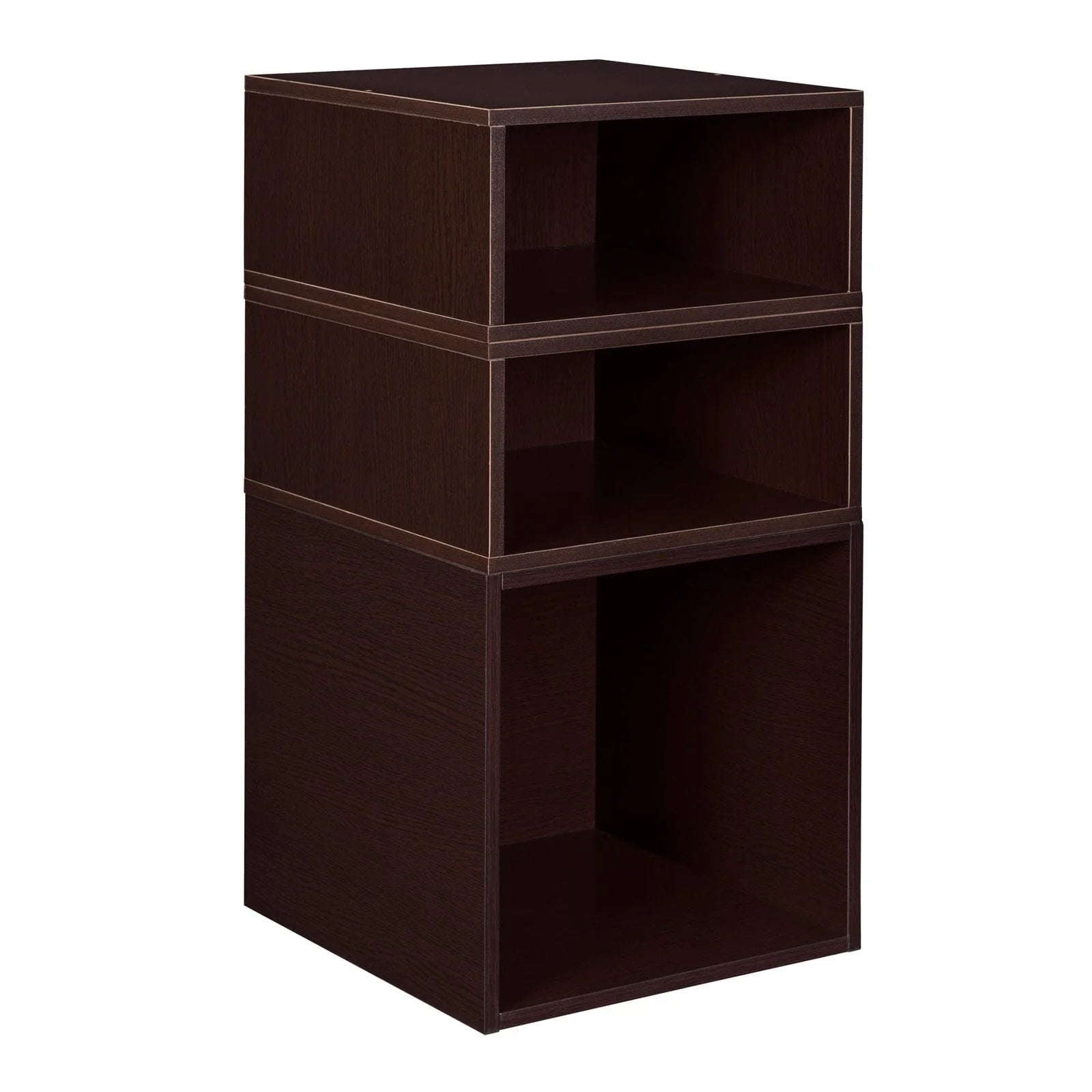 Niche Cubo Storage Set- 1 Full Cube/2 Half Cubes with Foldable Storage Bins- White Wood Grain/Teal