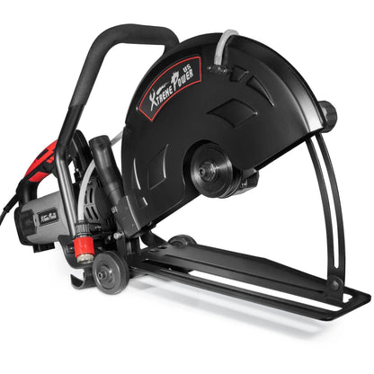 XtremepowerUS 14" Electric Concrete Saw, 2600W/15A Motor, Circular Saw Cutter With 5" Cutting Depth, Wet/Dry Disk Saw Cutter Includes Water Line, Pump For Stone, Brick, Porcelain, Concrete