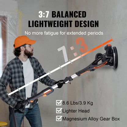 SKYSHALO Drywall sander 900W brush motor 800-1800RPM variable speed and self-priming function