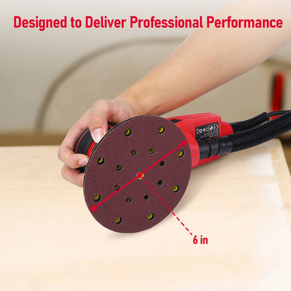Huisuilinss Electric Random Orbital Sander,6" Palm Sander With Powerful 350W & Low Vibration,10000 RPM Variable Speed For Woodworking Polishing Carpentry