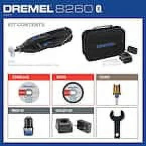 Dremel 8260 12VLi-Ion Variable Speed Cordless Smart Rotary Tool with Brushless Motor, 5 accessories, 3Ah Battery, Charger, Tool Bag