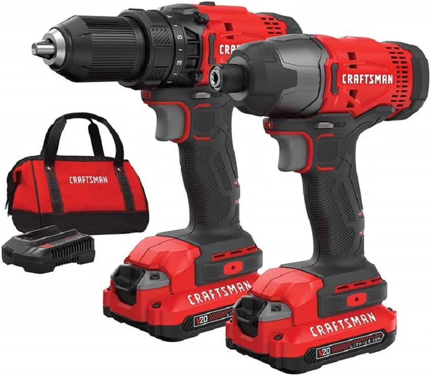 Powerful Cordless Drill and Impact Driver Combo Kit with LED Lights