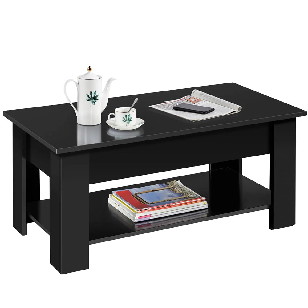 SmileMart Modern Lift Top Coffee Table with Hidden Compartment & Storage, Black