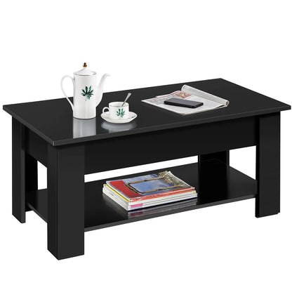 SmileMart Modern Lift Top Coffee Table with Hidden Compartment & Storage, Black