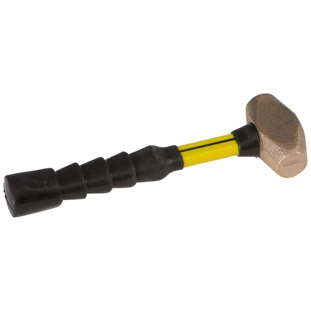 Nupla 4 lb. Non-Sparking Brass Hammer with 12 inch Fiberglass Handle and SG Grip - Perfect for Mechanics, Contractors, and Trade Professionals, Yellow, 75.30-040E CA2