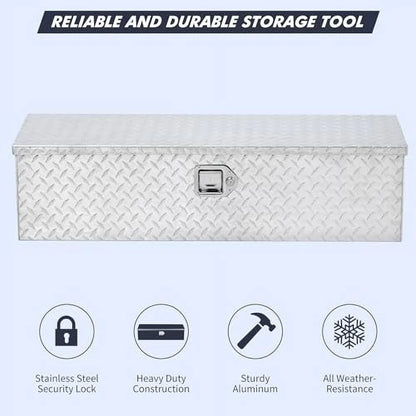 Aluminum Diamond Plate Tool Box 13x13x30 Inch, Heavy Duty Truck Toolbox with Sliding Shelf, Waterproof Truck Storage Organizer Chest for Pick Up Truck RV Trailer with Lock & Keys