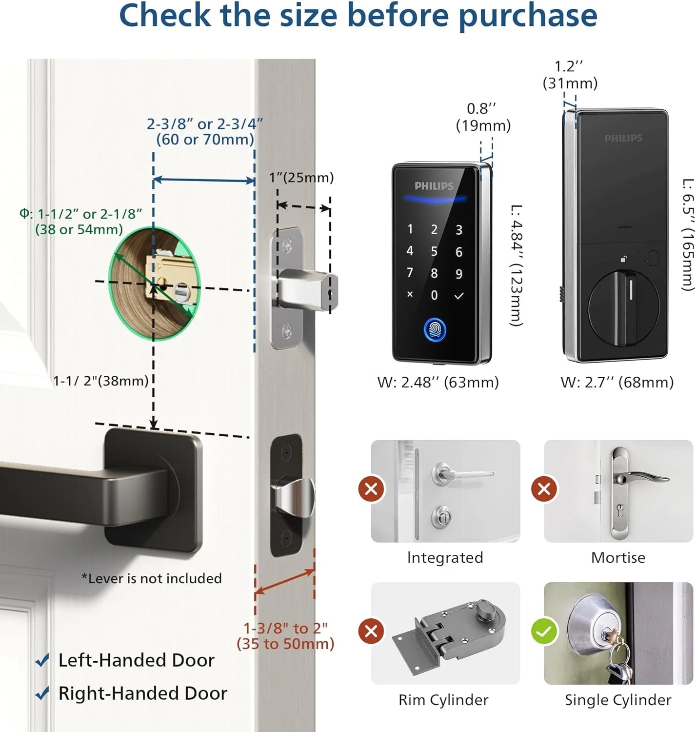 Keyless Entry Door Lock with Keypad - Smart Deadbolt Lock for Front Door, Auto Lock, One-time PIN Code, Fingerprint Door Lock - Matte Black