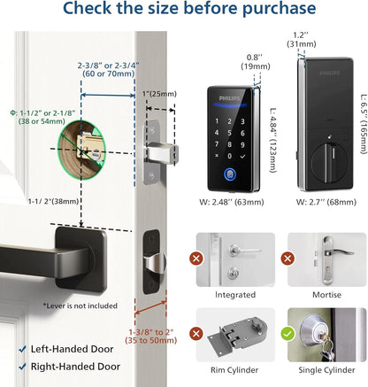 Keyless Entry Door Lock with Keypad - Smart Deadbolt Lock for Front Door, Auto Lock, One-time PIN Code, Fingerprint Door Lock - Matte Black
