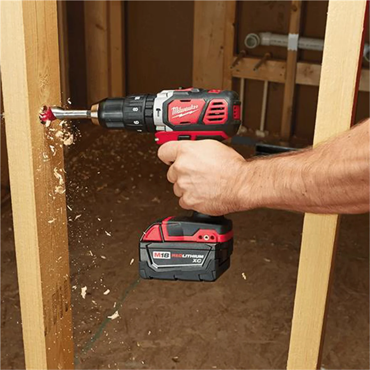 Milwaukee M18 1/2" Hammer Drill, 500 in-lbs, 18V, 0-1800 RPM, 2 Speeds