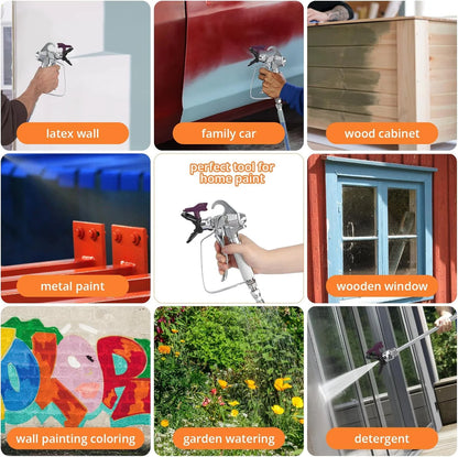 Stand Airless HVLP Paint Sprayer, High Efficiency, Thinning-Free, Minimal Overspray, for Home Exterior & House Interior DIY Painting Projects, with Extension Rod