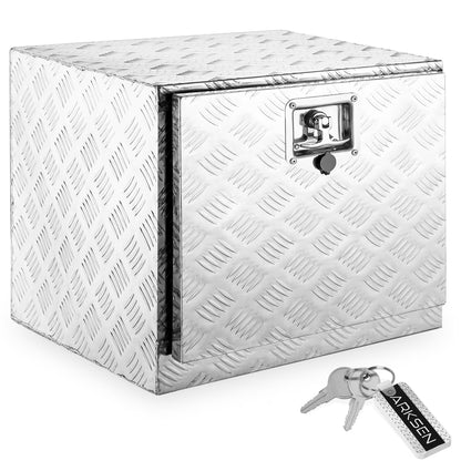 ARKSEN 30" Aluminum Truck Underbody ToolBox w/T-Handle Latch Durable Pickup Trailer Storage Organizer Tool Box Key Lock, Silver