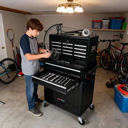 ARTMAN 2-IN-1 High Capacity 8-DrawerTool Box, Rolling Storage Tool Chest Cabinet with Wheels and Drawers for Garage Workshop Warehouse