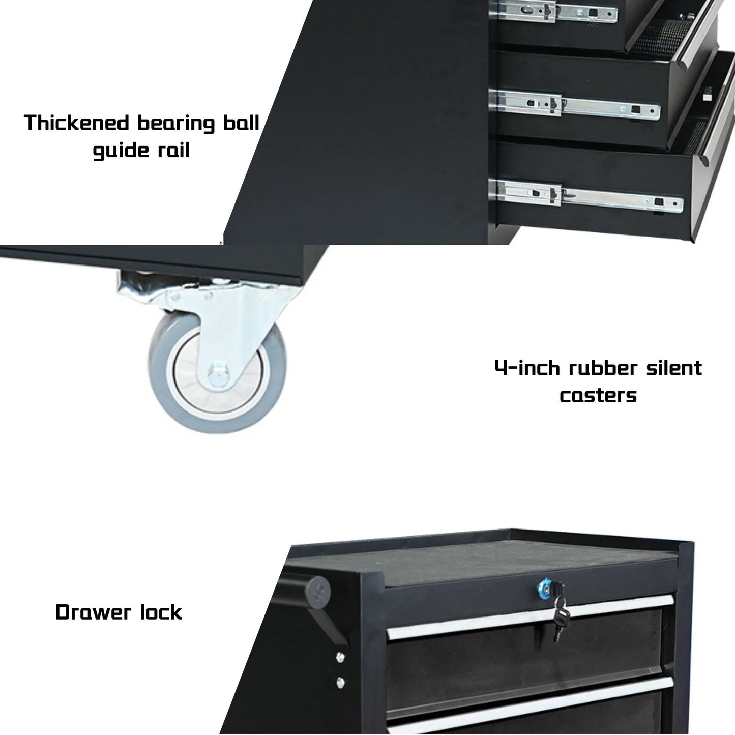 5-Drawer Metal Rolling Tool Cabinet, Storage Toolbox with Brake wheels, Tool Chest with lock, Suitable for Warehouses, Garages, Repair Shops