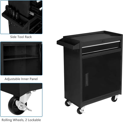 TUFFIOM 5-Drawer Rolling Tool Chest, Tool Storage Cabinet with Adjustable Shelf, Tool Organizer Box