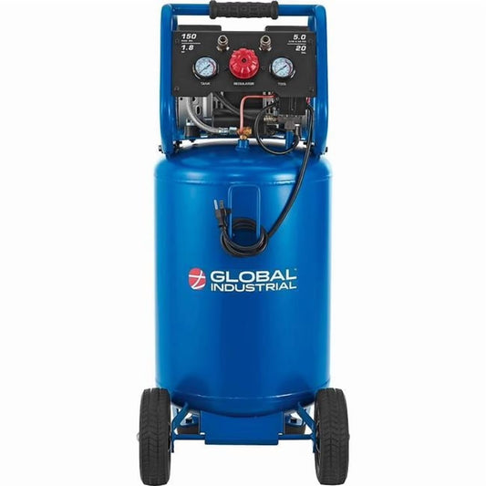 Global Industrial 133754 Portable Quiet Electric Air Compressor - 1.8 HP 20 Gal 5.0 CFM Oil-Free