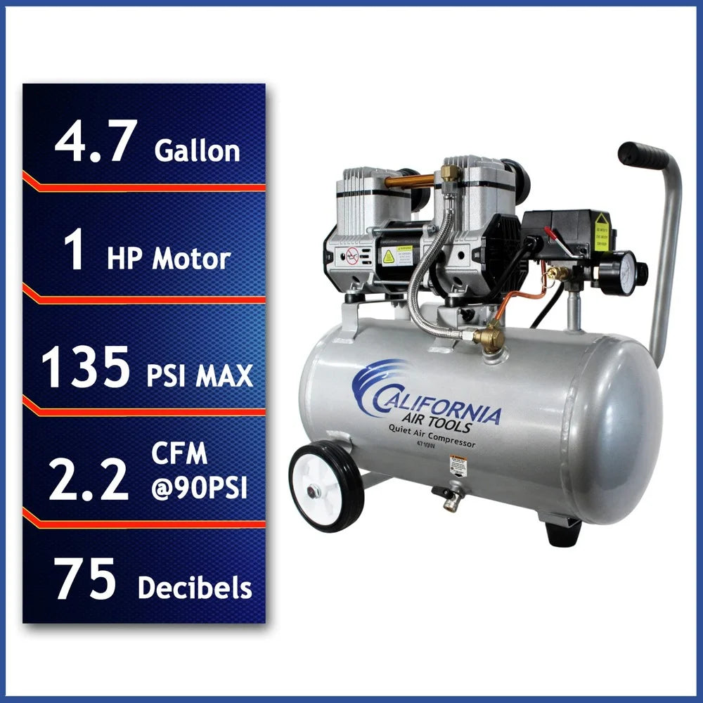California Air Tools 4710W 1 HP 4.7 Gallon Quiet Air Compressor