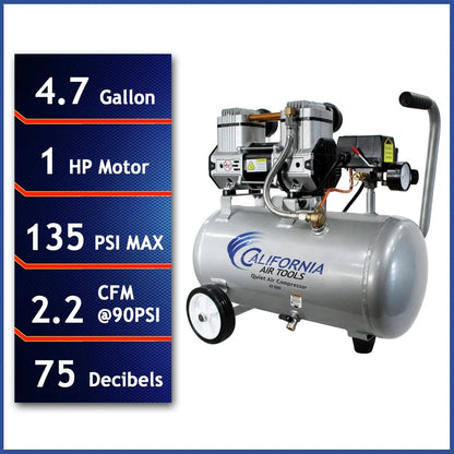California Air Tools 4710W 1 HP 4.7 Gallon Quiet Air Compressor