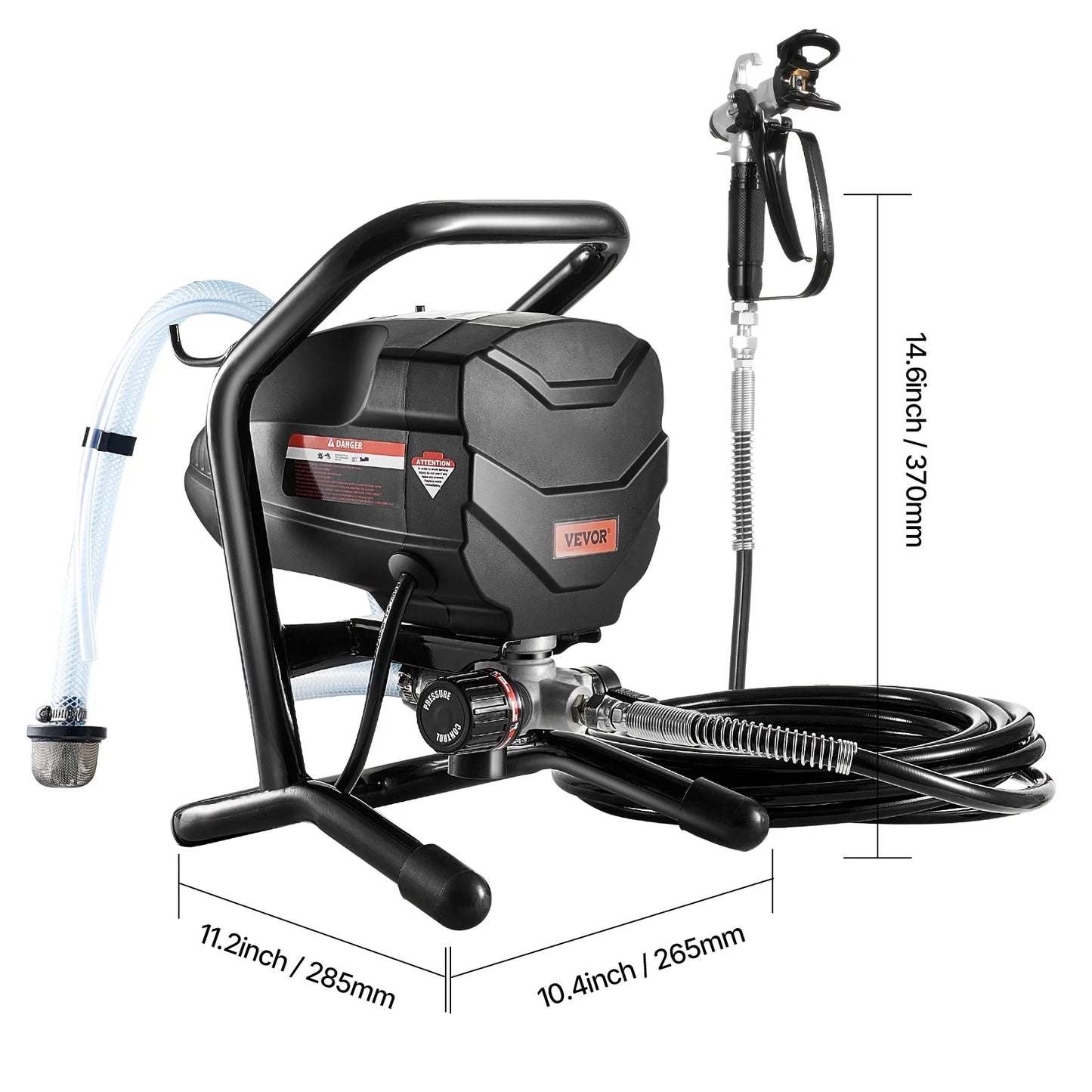 VEVOR Stand Airless Paint Sprayer, 650W High Efficiency Airless Sprayer, 3000PSI Electric Paint Sprayer Machine Extension Rod and Cleaning Kits for Interior and Exterior Furniture/Fence/Home/House