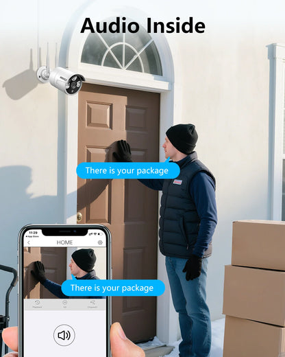 OOSSXX Dual Antennas Wireless Security Camera System, 4 Wireless Cameras for Outdoors with 2TB Hard Drive with AI Human Detected