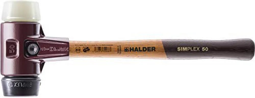 Halder Simplex Mallet with Black Rubber/Nylon Inserts and Cast Iron Housing, 2.36"/53.62 oz.