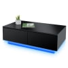 Hommpa High Gloss Black Coffee Table with 2 Drawers LED Sofa Side End Tea Table Modern Living Room Furniture with Storage Space