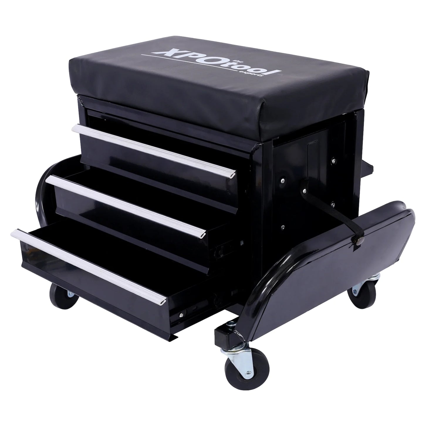 350-Pound Capacity Garage Glider Rolling Tool Chest SeatMechanics Roller Seat with 3 Drawers, Rolling Tool Chest Garage Chair, Toolbox on Wheels Mechanics Seat