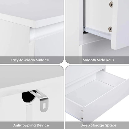 Homfa 5 Drawer White Dresser, Modern Storage Cabinet for Bedroom, White Chest of Drawers Wood Organizer for Living Room