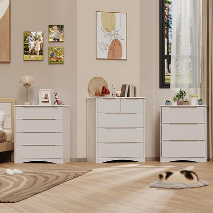 Dresser for Bedroom, Lofka 5 Storage Drawer Chest and Organizer with Cutout Handles for Bedroom, White